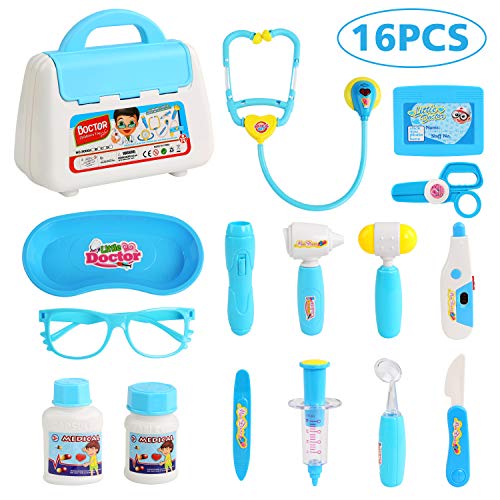 BelleStyle Arztkoffer Spielzeug, Kinderarztkoffer Dentist Doktor Set Medizinische Kit Lernspielzeug Rollenspiel Spielzeug Geschenke Kinder 16 Teilig von BelleStyle