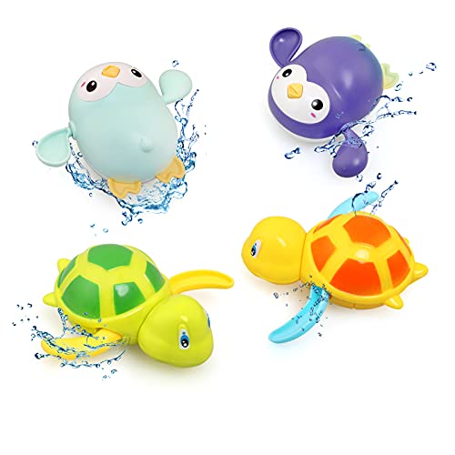BelleStyle Baby Badespielzeug, 4 Stück Wasserspielzeug Kinder, Badewannenspielzeug Schildkröten, Badespielzeug, Badewanne Pool Spielzeug, Badewannenspielzeug zum Kinderbaden Geeignet von BelleStyle