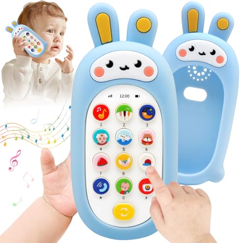 BelleStyle Baby Telefon Spielzeug, Kinder Handy Spielzeug ab 1 Jahr, Kaninchen Musikspielzeug Spielzeughandy mit Musik Spaß Sound Smartphone Spielzeug Geschenk für Jungen Mädchen 6 9 12 18 Monate von BelleStyle