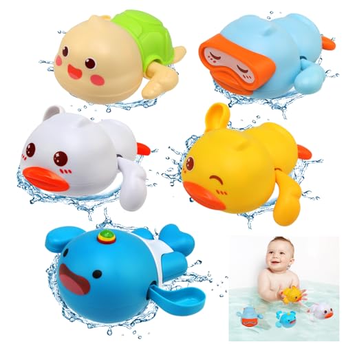 BelleStyle Baby Badespielzeug, 5 Stück Badewannenspielzeug Wasserspielzeug für Kinder Ab 1 2 3 4 Jahr, Uhrwerk Schwimmbad Aufziehbar Badewanne Bad Spielzeug Geschenk für Kleinkinder Mädchen Junge BelleStyle Baby Badespielzeug, 5 Stück Badewannenspielzeug Wasserspielzeug für Kinder Ab 1 2 3 4 Jahr, Uhrwerk Schwimmbad Aufziehbar Badewanne Bad Spielzeug Geschenk für Kleinkinder Mädchen Junge von BelleStyle