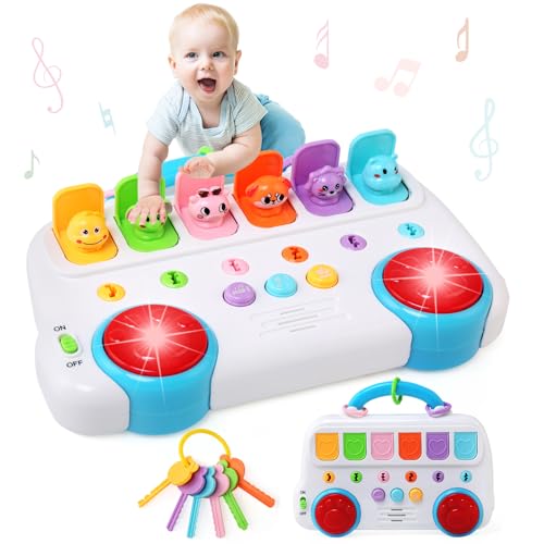 BelleStyle Pop Up Spielzeug Baby, Montessori Spielzeug ab 1 Jahr, Ursache und Wirkung mit Tieren Schlüssel & Musik Motorikspielzeug Lernspielzeug Geschenke Spiel ab 1 2 3 Jahr Kinder Mädchen Junge von BelleStyle