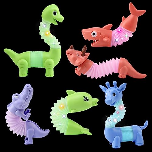 BelleStyle Pop Röhren Sensorik Spielzeug - 6 Stück Bunt Mini Pop Tubes für Autismus, Party Geschenke für Kinder ab 1 2 3 - Leuchtspielzeug Leuchtstäbe Anti Stress Fidget Toys von BelleStyle