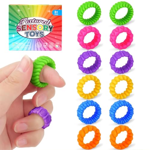 BelleVive 12er-Pack Zappelspielzeug-Sensorikringe, Silikon-Zappelringe für Autismus, Kleine Zappelspielzeuge für das Klassenzimmer, Sensorikspielzeug zur Beruhigung bei Autismus von BelleVive