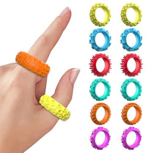 BelleVive 12er-Pack Zappelspielzeuge für Kinder, Zappelringe, sensorische Ringe, sensorisches Spielzeug für Kinder mit Autismus, leises Zappeln gegen Angst im Klassenzimmer, 6 Farbe von BelleVive