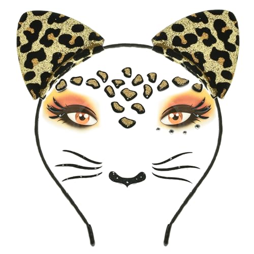 BelleVive Glitzernder Katzenohren-Haarreif mit Katzengesichtsjuwelen, Karnevalskostüm-Zubehör, Katzenohren Haarreif, niedlich Haarschmuck Anime Cosplay Mädchen Damen und Kinder BelleVive Glitzernder Katzenohren-Haarreif mit Katzengesichtsjuwelen, Karnevalskostüm-Zubehör, Katzenohren Haarreif, niedlich Haarschmuck Anime Cosplay Mädchen Damen und Kinder von BelleVive