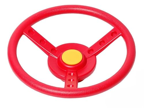 Bello Grardino - Lenkrad für Kinder - Kinder Spielhaus Zubehör - Für Outdoor-Spielgeräte & Baumhäuser – Inkl. Befestigung – Robustes Kunststoff-Lenkrad für Spielhaus & Kletterturm – Wetterfest (Rot) von Bello Giardino