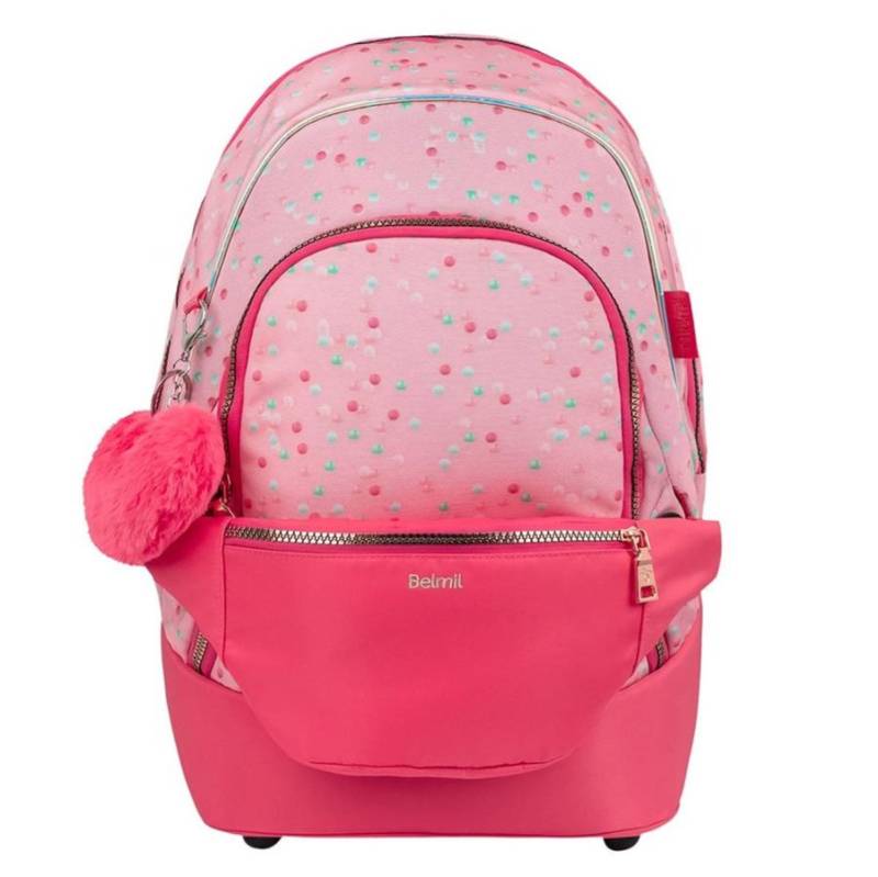 Belmil Premium Schulrucksack mit Bauchtasche ROSE QUARTZ von Belmil