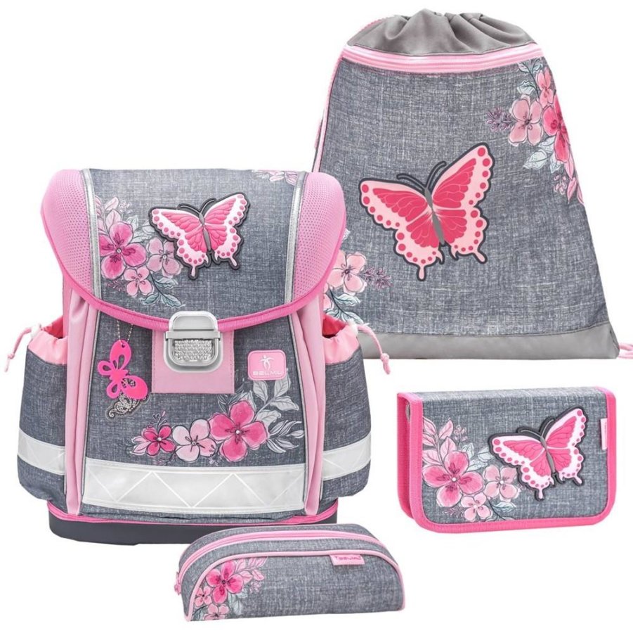 Belmil Schulranzen Set Mädchen Elegant (Motiv: Schmetterlinge) "Classy", ab 1.Klasse Grundschule von Belmil