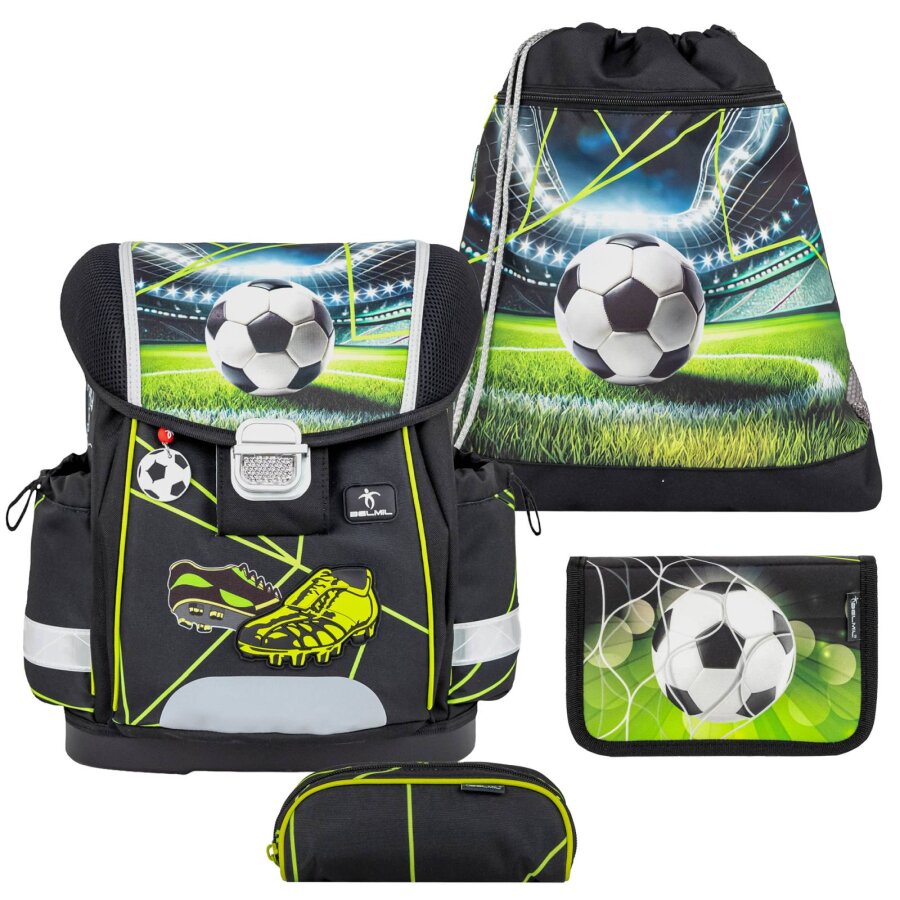 Belmil Schulranzen Set CLASSY 4tlg Champion`s Kick (Motiv: Fußball) von Belmil