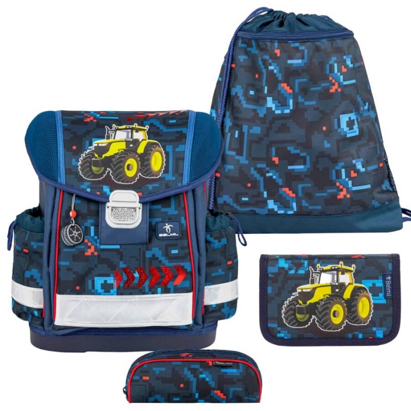 Belmil Schulranzen Set CLASSY 4tlg Pixel Trak (Motiv: Trecker) von Belmil