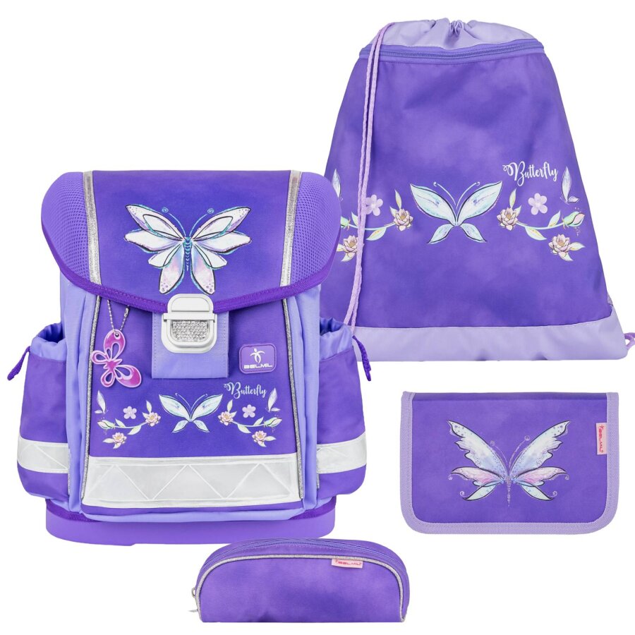 Belmil Schulranzen Set CLASSY 4tlg Starlight Wings (Motiv: Schmetterlinge) von Belmil