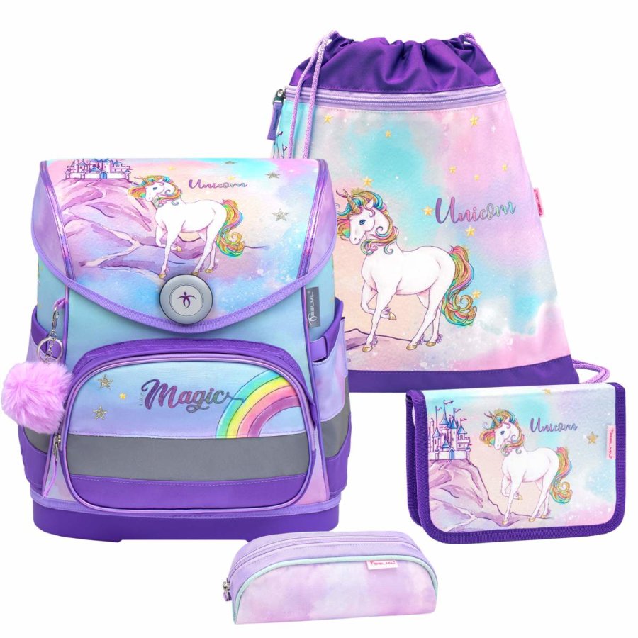 Belmil Schulranzen Set COMPACT 2024 Rainbow Unicorn Magic für Mädchen ab 1. Klasse von Belmil
