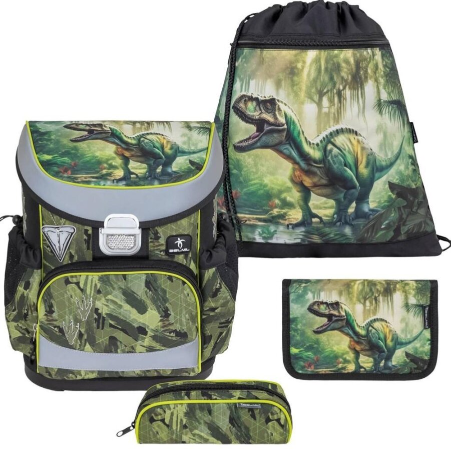 Belmil Schulranzen Set Jungen Lost World (Motiv: Dinosaurier) "Mini Fit" für kleinere Kinder, ab 1.Klasse Grundschule von Belmil