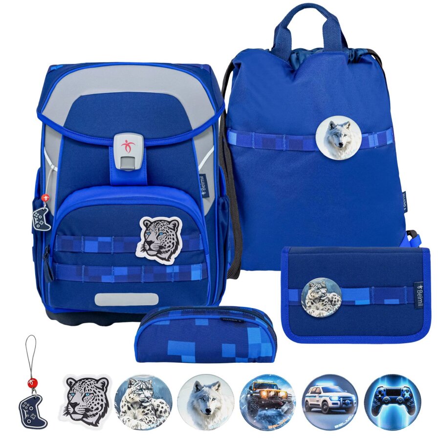 Belmil Schulranzen-Set MAXI Plus Patch me 4tlg "Pixel Storm" von Belmil