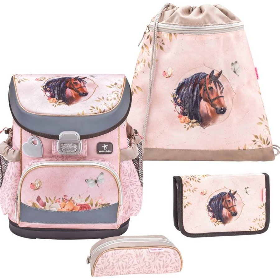 Belmil Schulranzen Set Mädchen Horse Chestnut (Motiv: Pferd) "Mini Fit" für kleinere Kinder, ab 1.Klasse Grundschule von Belmil