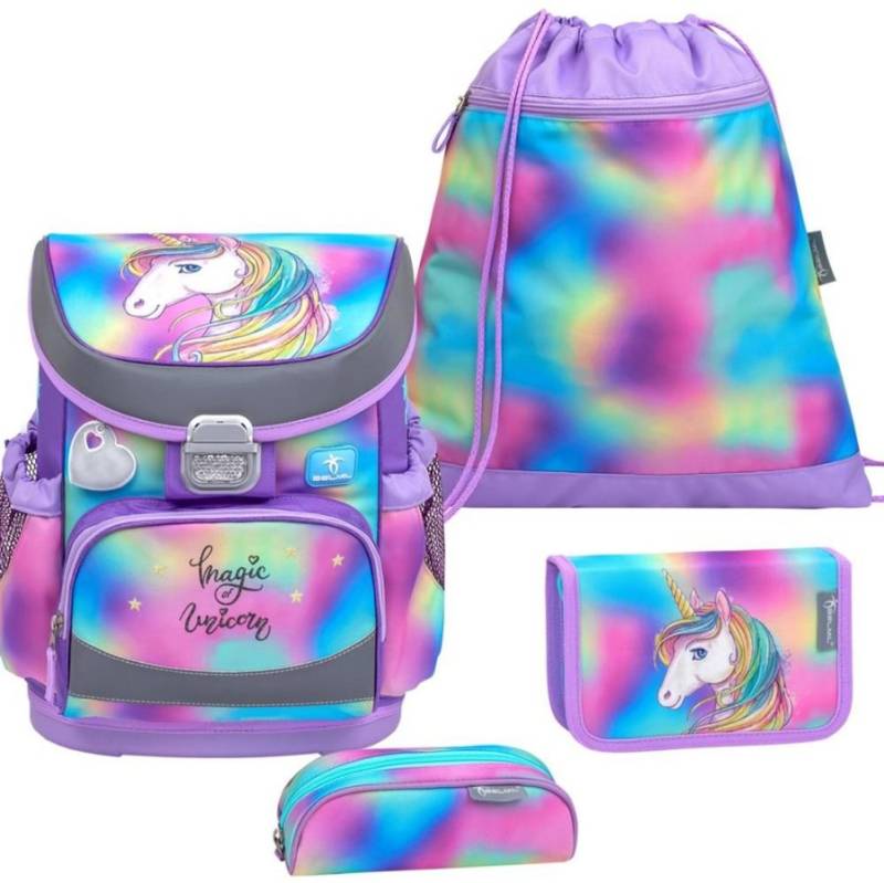Belmil Schulranzen Set Mädchen Rainbow Color (Motiv: Einhorn) "Mini Fit" für kleinere Kinder, ab 1.Klasse Grundschule von Belmil