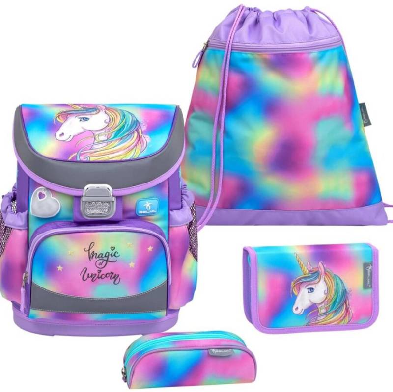 Belmil Schulranzen Set Mädchen Rainbow Color (Motiv: Einhorn) "Mini Fit" für kleinere Kinder, ab 1.Klasse Grundschule von Belmil