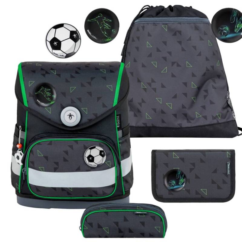Schulranzen Set COMPACT mit PATCH 4tlg Striker X (Motiv: Fußball) von Belmil