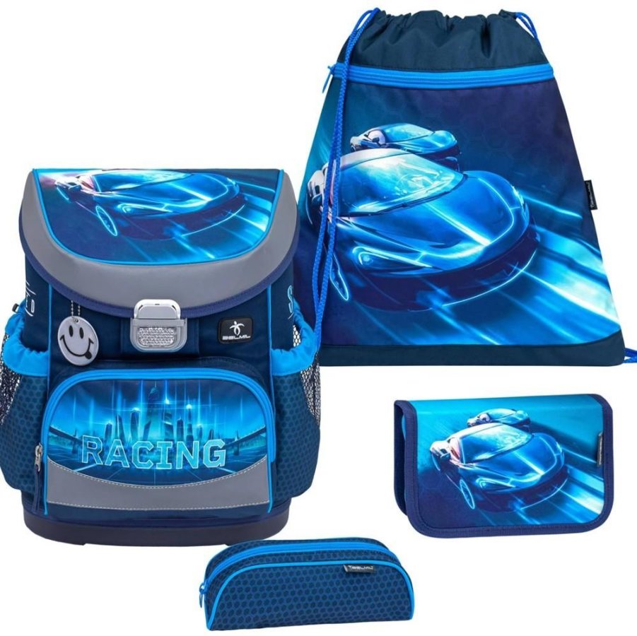 Belmil Schulranzen Set Jungen Racing Blue Neon (Motiv: Rennwagen) "Mini Fit" für kleinere Kinder, ab 1.Klasse Grundschule Belmil Schulranzen Set Jungen Racing Blue Neon (Motiv: Rennwagen) "Mini Fit" für kleinere Kinder, ab 1.Klasse Grundschule von Belmil