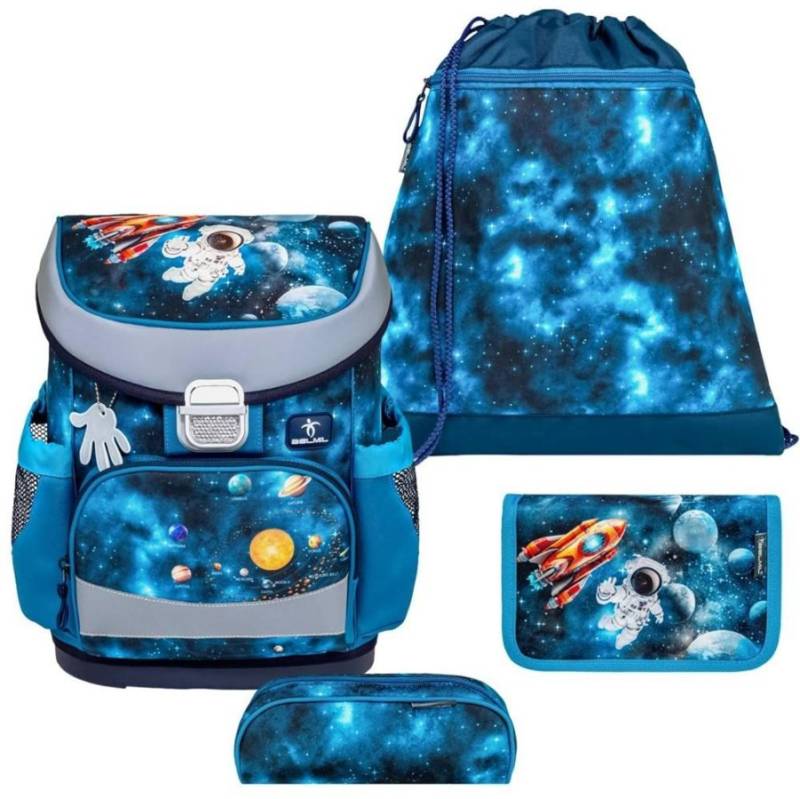 Belmil Schulranzen Set Jungen Infinity Space (Motiv: Weltraum) "Mini Fit" für kleinere Kinder, ab 1.Klasse Grundschule von Belmil