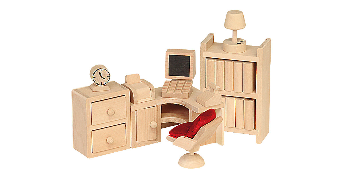 Puppenhausmöbel aus Holz - Arbeitszimmer natur von Beluga