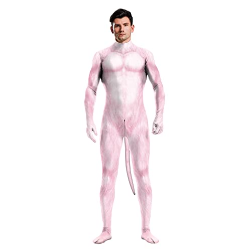 Bemeiren Cosplay Zentai Body für Herren, Tierdruck mit Schwanz, Halloween-Party, pelziger Catsuit, Schwein, XL Bemeiren Cosplay Zentai Body für Herren, Tierdruck mit Schwanz, Halloween-Party, pelziger Catsuit, Schwein, XL von Bemeiren