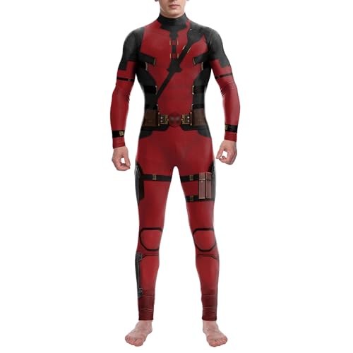 Bemeiren Halloween-Superhelden-Body für Herren und Damen, Kostüme, 3D-Druck, Zentai-Jumpsuit, Outfit für Erwachsene, Cosplay-Party, Rot/Ausflug, einfarbig (Getaway Solids), S von Bemeiren