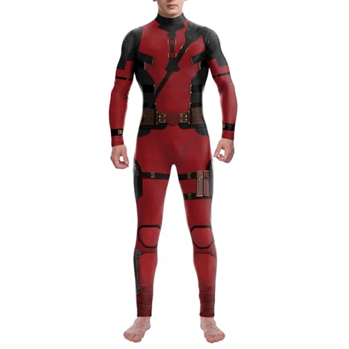 Bemeiren Halloween-Superhelden-Body für Herren und Damen, Kostüme, 3D-Druck, Zentai-Jumpsuit, Outfit für Erwachsene, Cosplay-Party, Rot/Ausflug, einfarbig (Getaway Solids), XXL von Bemeiren