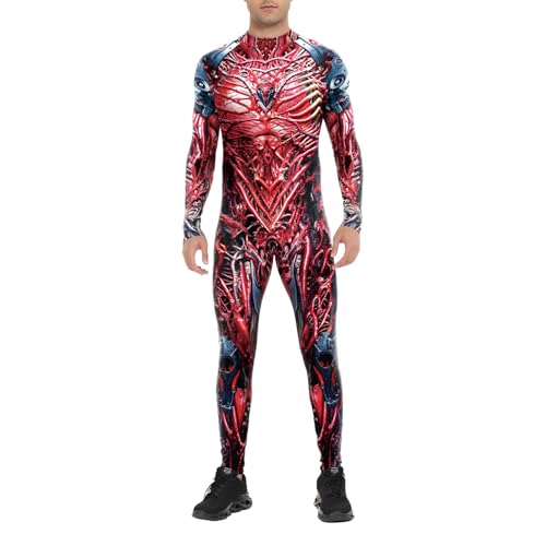 Bemeiren Herren 3D-Druck Muskel-Bodys Reißverschluss vorne Stretch Cosplay Kostüm für Halloween Party Bemeiren Herren 3D-Druck Muskel-Bodys Reißverschluss vorne Stretch Cosplay Kostüm für Halloween Party von Bemeiren