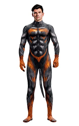 Tier-Body mit großem Schwanz für Männer und Frauen, bedruckt, pelziger Overall, Kostüm, Catsuit, Halloween, Motto-Party, Cosplay-Party, 1014, L Tier-Body mit großem Schwanz für Männer und Frauen, bedruckt, pelziger Overall, Kostüm, Catsuit, Halloween, Motto-Party, Cosplay-Party, 1014, L von Bemeiren