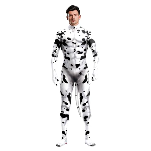Tier-Body mit großem Schwanz für Männer und Frauen, bedruckt, pelziger Overall, Kostüm, Catsuit, Halloween, Motto-Party, Cosplay-Party, Milchkuh, L Tier-Body mit großem Schwanz für Männer und Frauen, bedruckt, pelziger Overall, Kostüm, Catsuit, Halloween, Motto-Party, Cosplay-Party, Milchkuh, L von Bemeiren