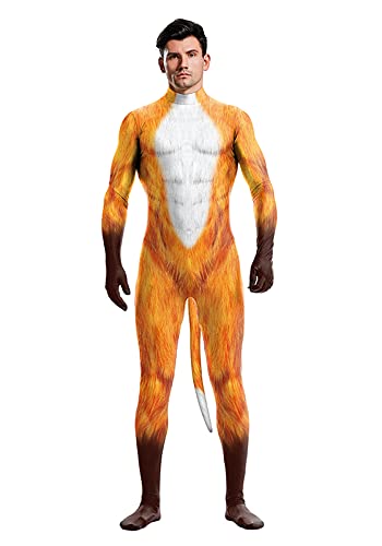 Tier-Body mit großem Schwanz für Männer und Frauen, bedruckt, pelziger Overall, Kostüm, Catsuit, Halloween, Motto-Party, Cosplay-Party, fuchs, L Tier-Body mit großem Schwanz für Männer und Frauen, bedruckt, pelziger Overall, Kostüm, Catsuit, Halloween, Motto-Party, Cosplay-Party, fuchs, L von Bemeiren