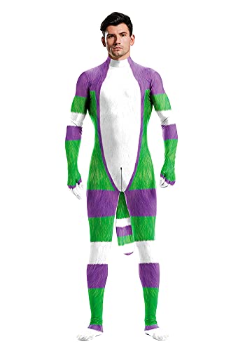 Tier-Ganzkörperanzug für Herren, Muskel-Elastan-Overall, pelziges Kostüm mit großem Schwanz, für Erwachsene, Cosplay, Halloween, Party, Blue Fox, Large von Bemeiren