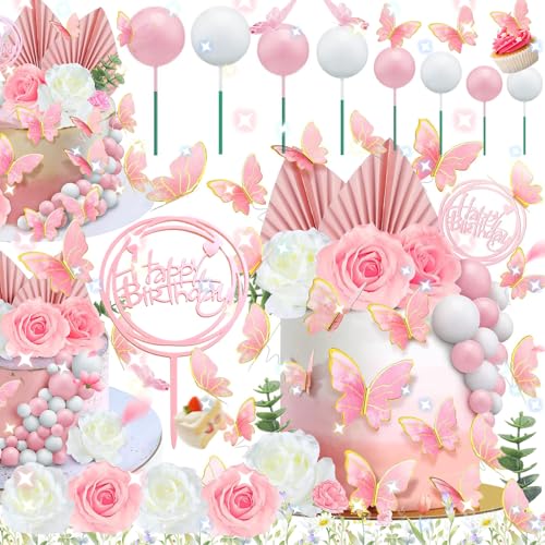 Benaton 52 Stück Rosa Tortendeko Boho, Boho Blume Kuchen Topper Blume Hochzeit, Rosa Schmetterling Tortendeko Boho, Blumen DIY Cake Topper, Mädchen Tortenaufsatz Für Hochzeit, Geburtstag, Babyparty Benaton 52 Stück Rosa Tortendeko Boho, Boho Blume Kuchen Topper Blume Hochzeit, Rosa Schmetterling Tortendeko Boho, Blumen DIY Cake Topper, Mädchen Tortenaufsatz Für Hochzeit, Geburtstag, Babyparty von Benaton