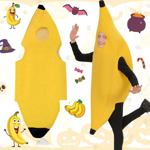 Benaton Bananenleistung Kostüm, Atmungsaktives Bananenkostüm Aus Vlies, Weiches Bananenkostüm One Piece, Lustiges Bananenkostüm, Unisex Bananen Kostüm Erwachsene für Halloween, Karneval, Party von Benaton