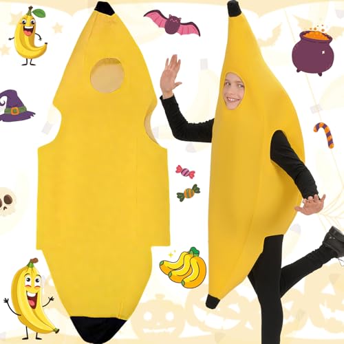 Benaton Bananenleistung Kostüm, Atmungsaktives Bananenkostüm Aus Vlies, Weiches Bananenkostüm One Piece, Lustiges Bananenkostüm, Unisex Bananen Kostüm Erwachsene für Halloween, Karneval, Party von Benaton