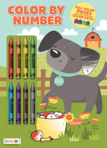 Puppy 32 Page Color by Number Coloring and Activity Book with 8 Crayons von Bendon Publishing