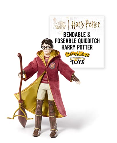 BendyFigs The Noble Collection Harry Potter - Harry Potter Quidditch - Noble Toys 16cm Bendable Posable Collectible Doll Figure with Stand and Mini Accessory von BendyFigs