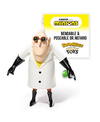 BendyFigs The Noble Collection Minions Dr Nefario - Noble Toys 18.5cm Bendable Posable Collectible Doll Figure with Stand and Mini Accessory von BendyFigs