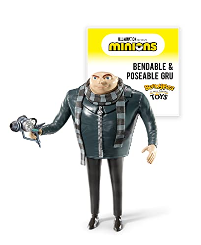 BendyFigs The Noble Collection Minions Gru - Noble Toys 16cm Bendable Posable Collectible Doll Figure with Stand and Mini Accessory von BendyFigs