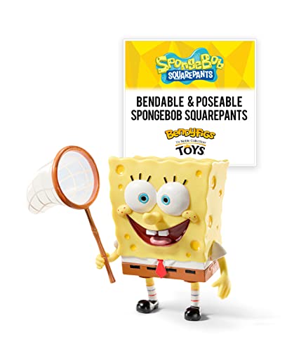 BendyFigs The Noble Collection Spongebob Squarepants Spongebob - Noble Toys 16cm Bendable Posable Collectible Doll Figure with Stand and Mini Accessory von BendyFigs