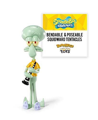 BendyFigs The Noble Collection Spongebob Squarepants Squidward - Noble Toys 16cm Bendable Posable Collectible Doll Figure with Stand and Mini Accessory von BendyFigs