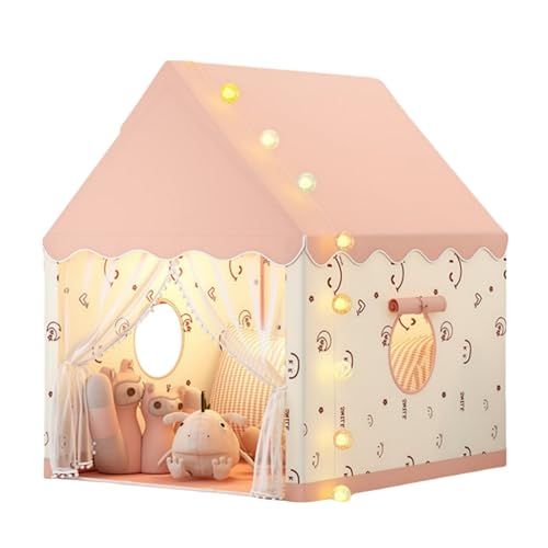 Benebomo Kinderzelt für drinnen, Rosa Spielhaus für Kinder, Dekoratives Stoffzelt mit Vorhängen und Fenster,Zelt Kinderzimmer für drinnen und draußen Benebomo Kinderzelt für drinnen, Rosa Spielhaus für Kinder, Dekoratives Stoffzelt mit Vorhängen und Fenster,Zelt Kinderzimmer für drinnen und draußen von Benebomo