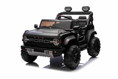 Elektro Kinderauto 2 sitzer F.O.R.D. Bronco XL mit Hinterradantrieb, lizenziert, Schwarz, Lithiumbatterie, 2,4-GHz-Fernbedienung, MP3-Player mit USB-Eingang, LED-Leuchten, 2×45W Motor von Beneo