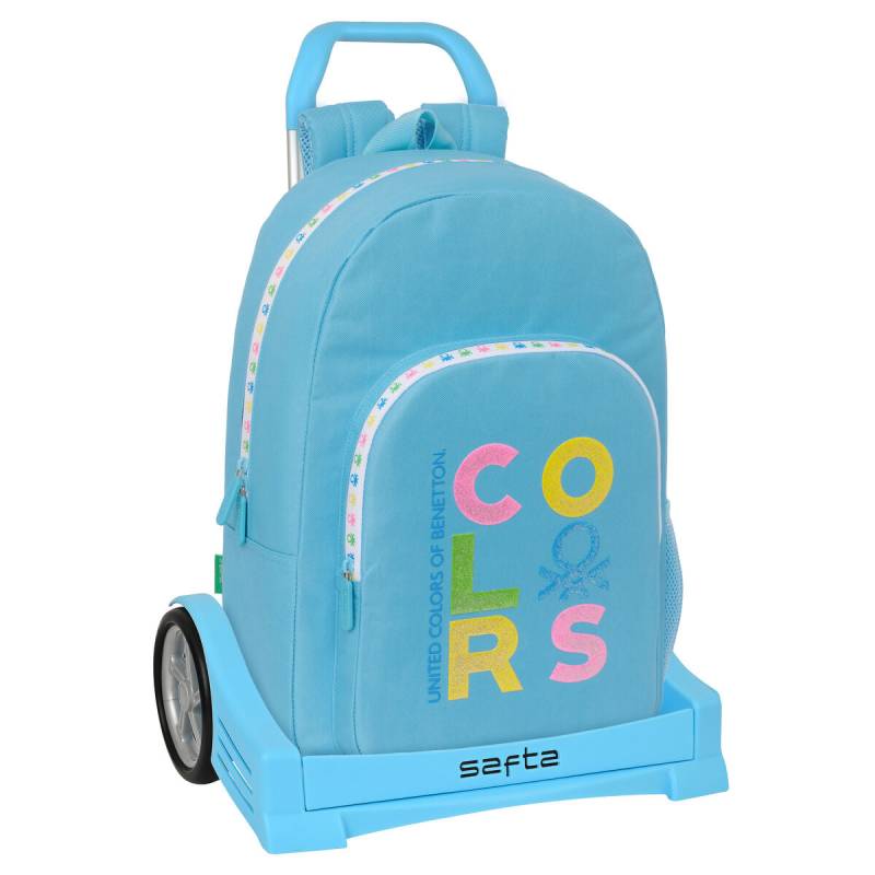 Schulrucksack mit Rädern Benetton Spring Himmelsblau 30 x 46 x 14 cm von Benetton