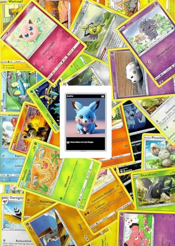 Pokémon Kartenset, 100 Karten inkl. 10 Holos, Deutsch, Zufällig Sortiert, mit BenjiChu Sammelobjekt von BenjiCards