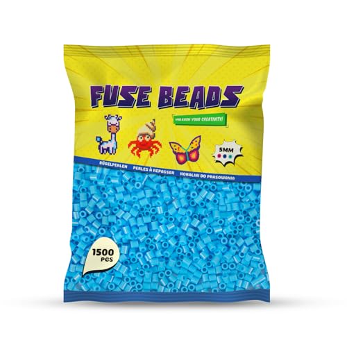 Benny Beads Bügelperlen 1500 Stück, Midi-Größe 5mm, Kreatives Bastelzubehör DIY Fuse Beads (Blau) von Benny Beads