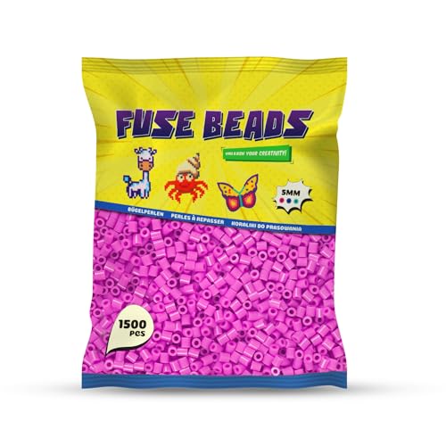Benny Beads Bügelperlen 1500 Stück, Midi-Größe 5mm, Kreatives Bastelzubehör DIY Fuse Beads (Rosa) von Benny Beads