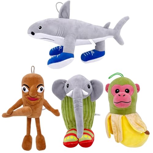 Benolls Tung Tung Tung Sahur Plush,2025 New Tralalero Tralala Plush,Italian Brainrot Stuffed Figure Pillow Gift for Fans (4PCS) von Benolls