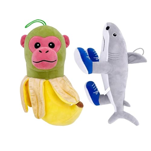 Benolls Tung Tung Tung Sahur Plush,2025 New Tralalero Tralala Plush,Italian Brainrot Stuffed Figure Pillow Gift for Fans (Bananas+Gray) von Benolls